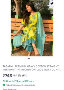 Yellow Floral Print Kurti