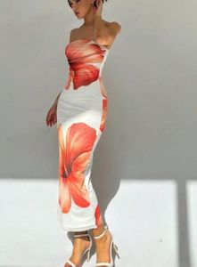 Floral Strapless Midi Dress