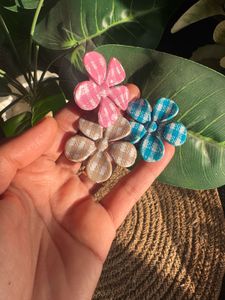 Pink Flower Hair Clip Combo
