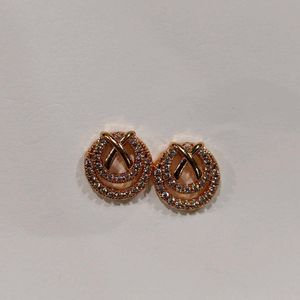 Gold Round Stud Earrings
