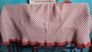 Coral &amp; White Knit Sawl