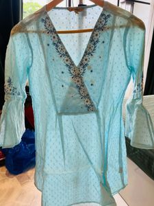Embroidered Blue Top
