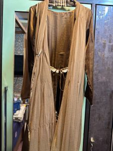 Lavanya Chocolate Brown Silk Long Dress &amp; Dupata