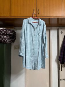 “Max” Baby Blue Shirt Dress