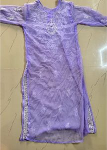 Lilac Embroidered Kurti