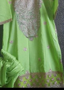 Lime Green Embroidered Pajami Kameez