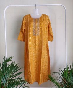 Varanga Mustard Printed Kurta ( Women)