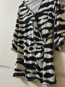 Chic Zebra Print Wrap Top