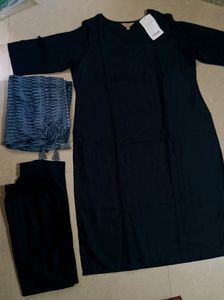 Black Dress 3 pc 🖤 Reyon Material