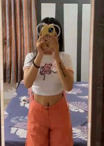 Cute Pink & White Crop Top
