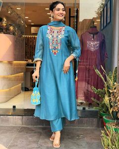 Cotton Chanderi Firozi Suit