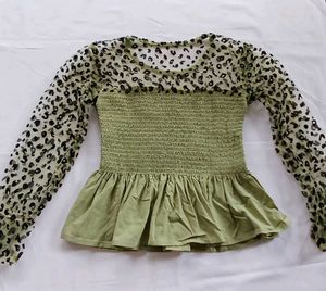 Leopard Smocked Peplum Top