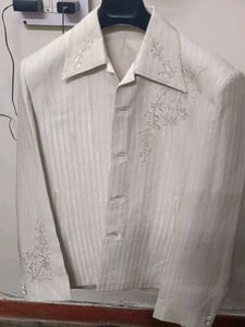 Elegant Embroidered White Glittering Suit