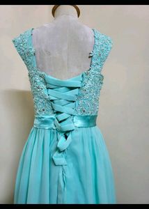 Aqua Lace Chiffon Dress
