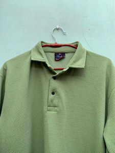 Green Arodha Vintage Long Sleeve Polo Shirt