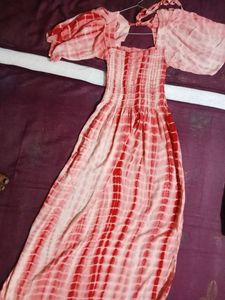 Red With Multi Colour Print Maxi Dress