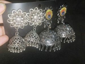 2 Pair Jhumka Earrings Set