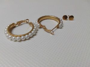 Korean Earrings Set With Stud And Scrunchies