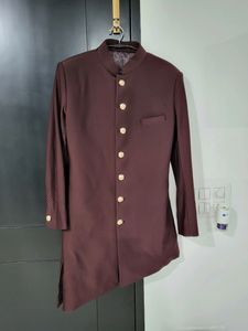 Men Dark Mauve Indo-Western Jacket
