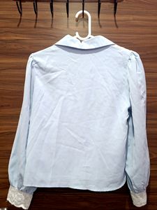 Korean Light Blue Collared Top