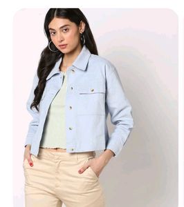 Blue Cropped Denim Jacket