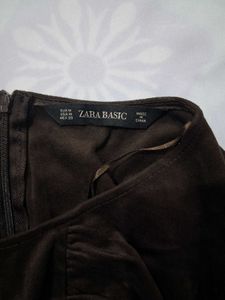 Zara Brown Faux Suede Mini Dress