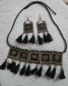 Rajasthani jewellery set of oxidised silver plated