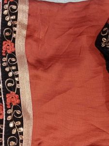 Embroidered Velvet Saree