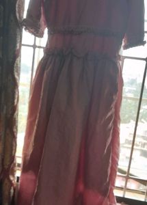Vintage Pink Lace Trim Dress