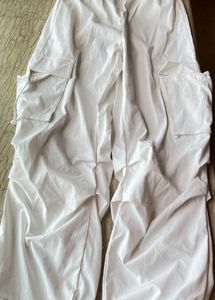 White Parachute Cargo Pants