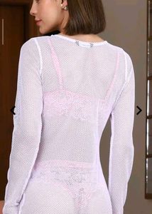 New White Mesh Long Sleeve Top(Bargainable)