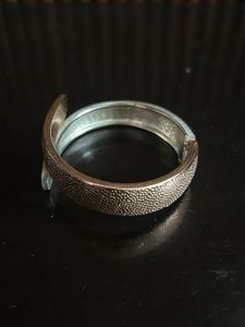 Textured Silver Bangle Bracelet