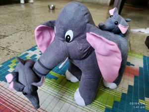 Mother Elephant with Two Babies SOFT TOY