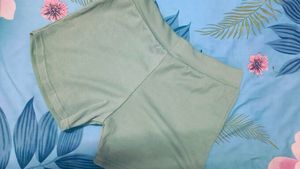 Sage Green Ribbed Knit Shorts