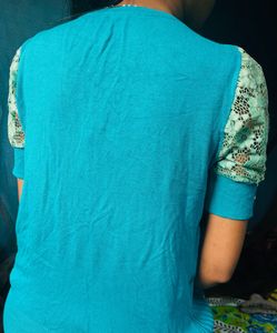 Stylish Top with Lace Sleeves