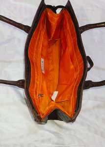 Brown Faux Croc Leather Handbag