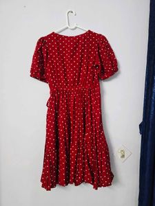 Red Polka Dot Wrap Dress