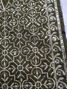 Neck Embroidery Patch Mehendi Green Golden Colour