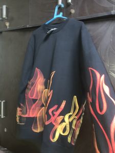 Mens Black Fire Trendy Sweatshirt