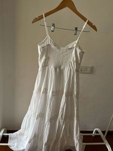 MANGO Frill Cotton Maxi Dress