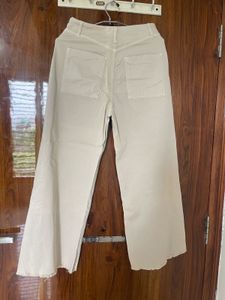 Beige Wide Leg Pants
