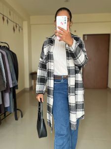 Black white check print jacket