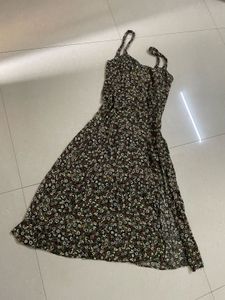 ZARA Floral Midi Dress with Slit