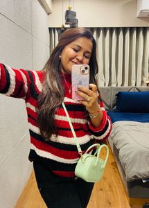 Striped Knit Sweater & Cute Bag