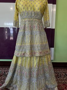 Elegant Yellow Embroidered dress