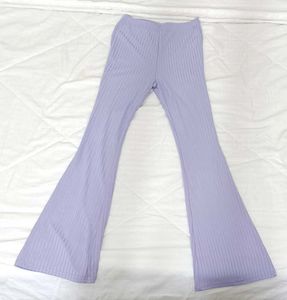 Lilac Ribbed Flare Pants