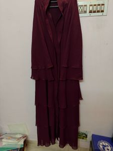 Dubai Burgundy Elegant Layered Abaya