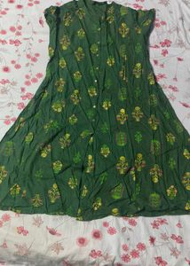 Green Printed Button-Down Dress