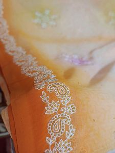 Elegant Floral Print Saree( glitter work )