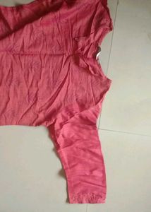 Self Print Cotton Kurta Pink Rose